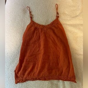 Women's Orange Lace Trim Cami Top